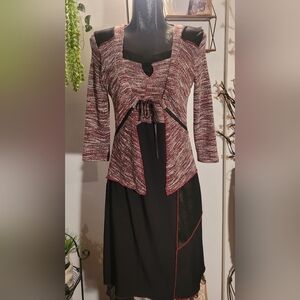 Bali burgundy/black faux 2piece dress